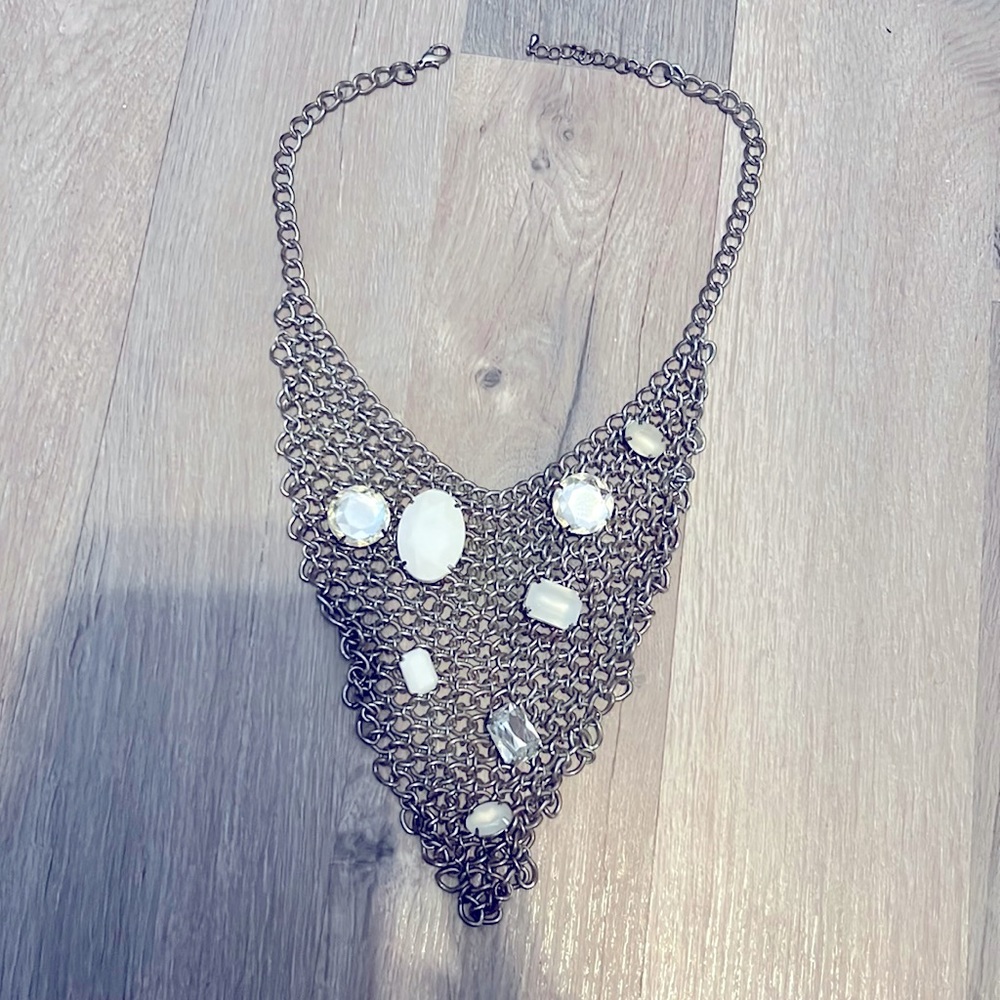 Costume jewelry white and silver beautiful piece